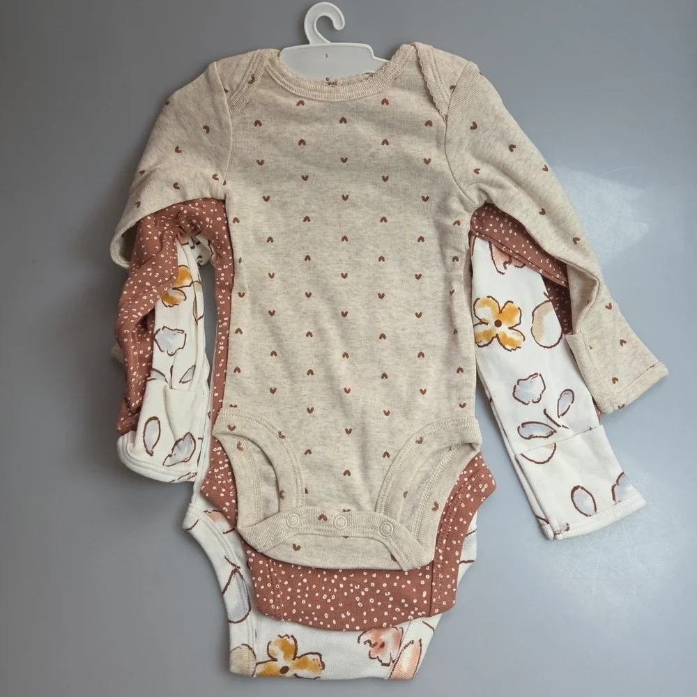 Carter's Just One You Baby Girls' Size 3 Months‎ Long Sleeve Bodysuits 3pk